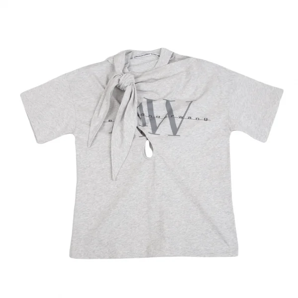 アレキサンダーワンALEXANDER WANG ロゴプリントノットデザインTシャツ ライトグレーXS K-93008_003