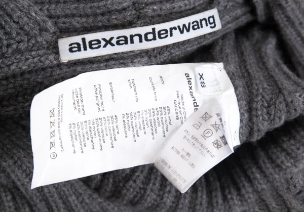 アレキサンダーワンALEXANDER WANG バルーンスリーブリブニットカーディガン グレーXS K-93010_012