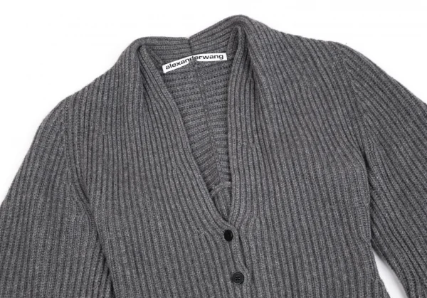 アレキサンダーワンALEXANDER WANG バルーンスリーブリブニットカーディガン グレーXS K-93010_003