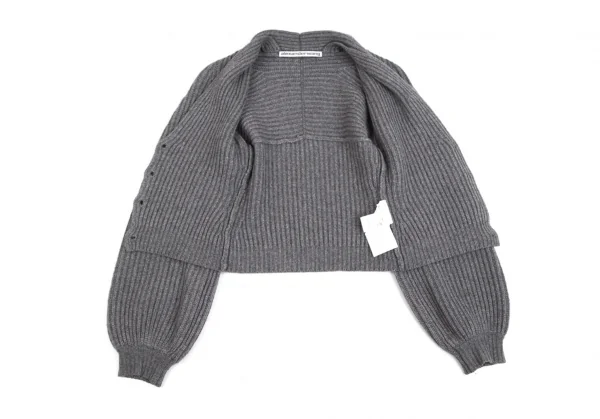アレキサンダーワンALEXANDER WANG バルーンスリーブリブニットカーディガン グレーXS K-93010_009