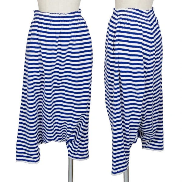 ジュンヤワタナベ コムデギャルソンJUNYA WATANABE COMME des GARCONS コットン天竺マリンボーダーサルエルパンツ 白青XS K-93041_001