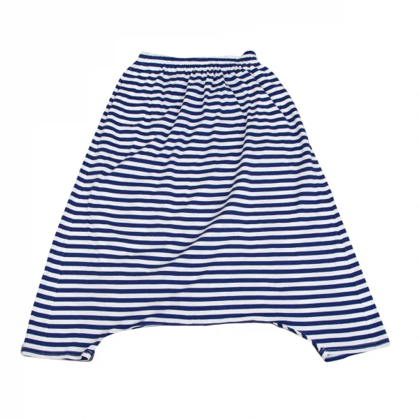 ジュンヤワタナベ コムデギャルソンJUNYA WATANABE COMME des GARCONS コットン天竺マリンボーダーサルエルパンツ 白青XS K-93041_002