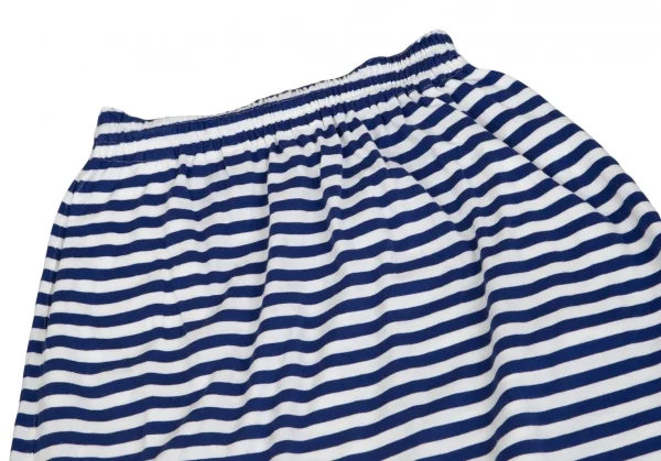 ジュンヤワタナベ コムデギャルソンJUNYA WATANABE COMME des GARCONS コットン天竺マリンボーダーサルエルパンツ 白青XS K-93041_003