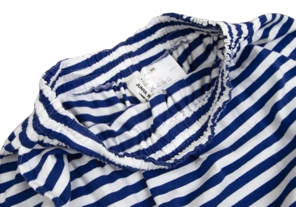 ジュンヤワタナベ コムデギャルソンJUNYA WATANABE COMME des GARCONS コットン天竺マリンボーダーサルエルパンツ 白青XS K-93041_005