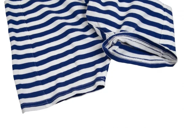 ジュンヤワタナベ コムデギャルソンJUNYA WATANABE COMME des GARCONS コットン天竺マリンボーダーサルエルパンツ 白青XS K-93041_007