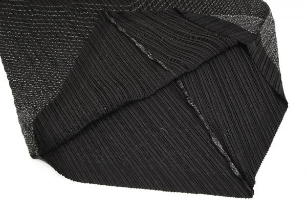 イッセイミヤケISSEY MIYAKE ボーダーステッチノースリーブワンピース グレー黒2 K-93094_008