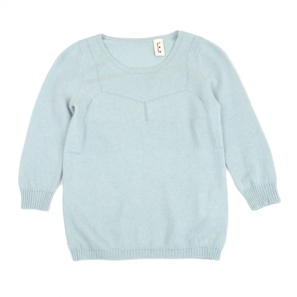 タオ コムデギャルソンtao COMME des GARCONS バスト切替デザインクルーネック七分丈カシミヤニット 水色M位 K-93127_002