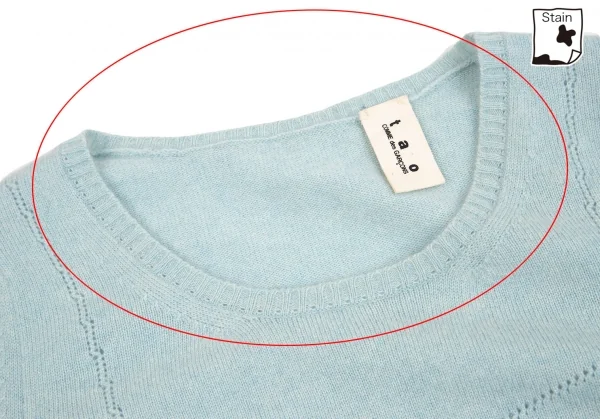 タオ コムデギャルソンtao COMME des GARCONS バスト切替デザインクルーネック七分丈カシミヤニット 水色M位 K-93127_004