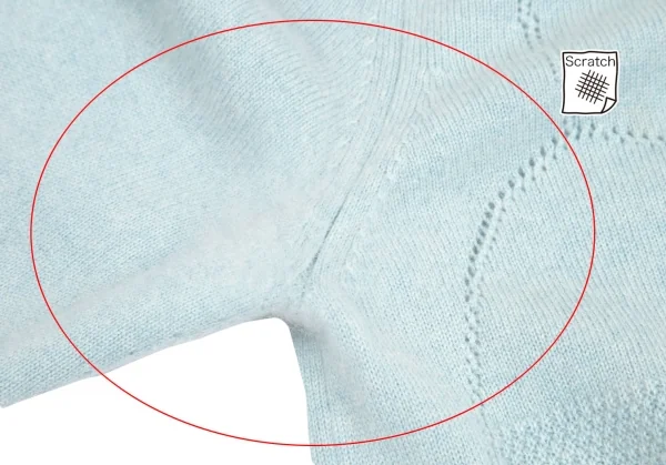 タオ コムデギャルソンtao COMME des GARCONS バスト切替デザインクルーネック七分丈カシミヤニット 水色M位 K-93127_006