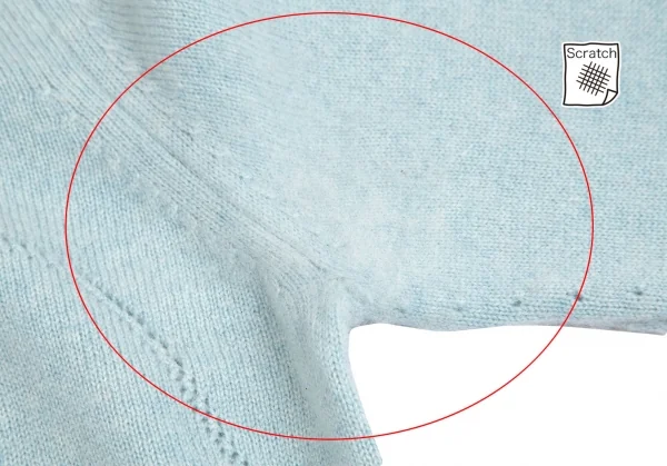 タオ コムデギャルソンtao COMME des GARCONS バスト切替デザインクルーネック七分丈カシミヤニット 水色M位 K-93127_007