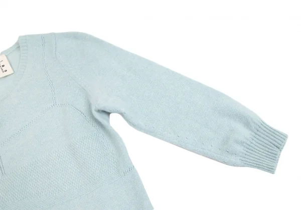 タオ コムデギャルソンtao COMME des GARCONS バスト切替デザインクルーネック七分丈カシミヤニット 水色M位 K-93127_009