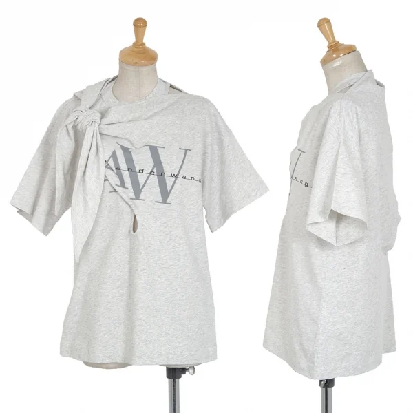 アレキサンダーワンALEXANDER WANG ロゴプリントノットデザインTシャツ ライトグレーXS K-93137_001