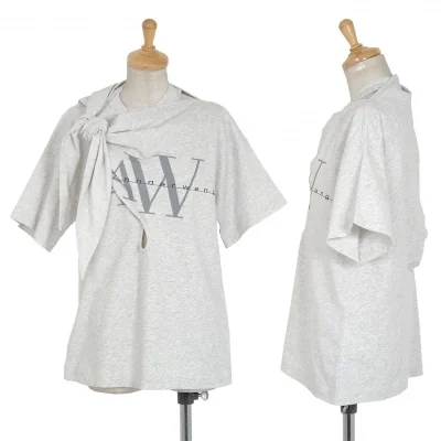 アレキサンダーワンALEXANDER WANG ロゴプリントノットデザインTシャツ ライトグレー