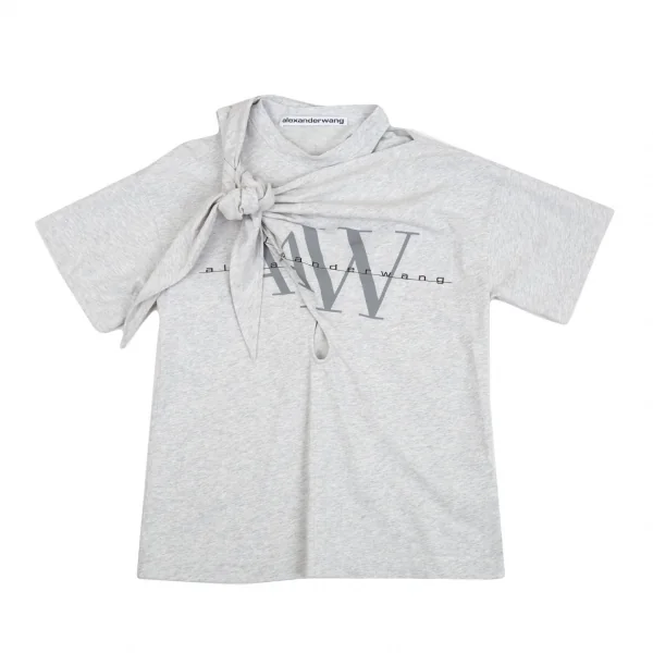 アレキサンダーワンALEXANDER WANG ロゴプリントノットデザインTシャツ ライトグレーXS K-93137_003