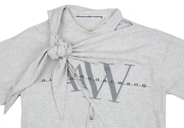 アレキサンダーワンALEXANDER WANG ロゴプリントノットデザインTシャツ ライトグレーXS K-93137_004