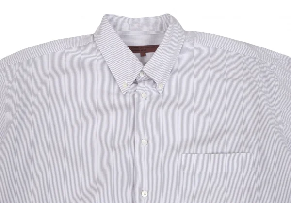 コムデギャルソン オムドゥCOMME des GARCONS HOMME DEUX コットンストライプボタンダウンシャツ 白グレーL K-93155_002