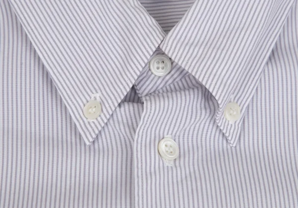 コムデギャルソン オムドゥCOMME des GARCONS HOMME DEUX コットンストライプボタンダウンシャツ 白グレーL K-93155_003