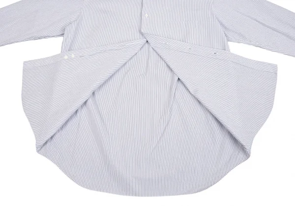 コムデギャルソン オムドゥCOMME des GARCONS HOMME DEUX コットンオルタネイトストライプタブカラーシャツ 白黒水色M K-93205_010