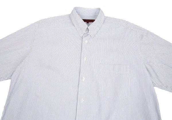 コムデギャルソン オムドゥCOMME des GARCONS HOMME DEUX コットンオルタネイトストライプタブカラーシャツ 白黒水色M K-93205_002