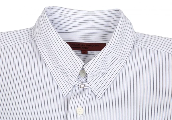 コムデギャルソン オムドゥCOMME des GARCONS HOMME DEUX コットンオルタネイトストライプタブカラーシャツ 白黒水色M K-93205_003