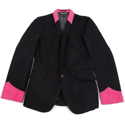 コムデギャルソン オムプリュス エバーグリーンCOMME des GARCONS HOMME PLUS EVER GREEN コーデュロイ切替ピンクパンサーショールカラージャケット