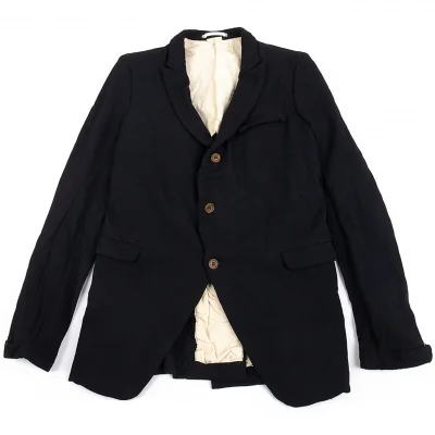 コムデギャルソン オムプリュスCOMME des GARCONS HOMME PLUS 製品染めエステル3Bジャケット 黒