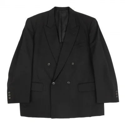 コムデギャルソン オムプリュスCOMME des GARCONS HOMME PLUS ウールギャバダブルブレストジャケット 黒