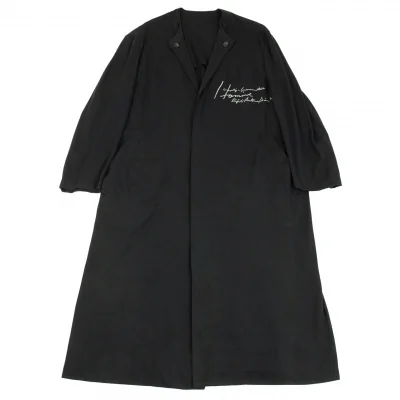 ヨウジヤマモト プールオムYohji Yamamoto POUR HOMMEロゴプリント天竺ノーカラーコート