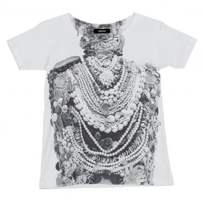 ズッカzucca ビーズプリントTシャツ 白