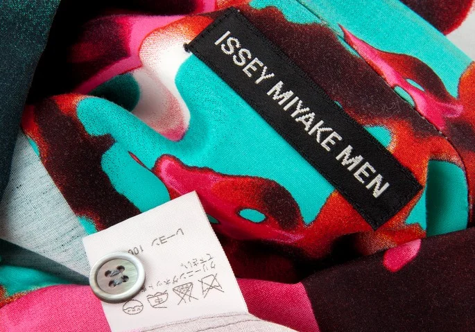 イッセイミヤケISSEY MIYAKE 花柄長袖レーヨンシャツ 青ピンク2 (K-6701)