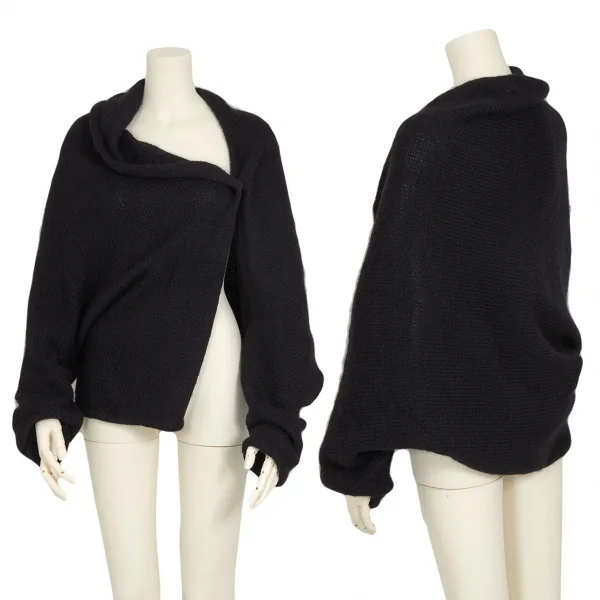 ヨウジヤマモト ファムYohji Yamamoto FEMME ウール混アシンメトリードルマンショートニットジャケット