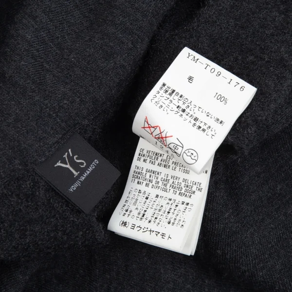 ワイズY's ウールワンショルダーニットプリーツスカート チャコールL位 K-93265_013