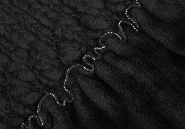 ヨウジヤマモト ノアールYohji Yamamoto NOIR フリース切替チャンキーニットマフラー 黒 K-93266_003