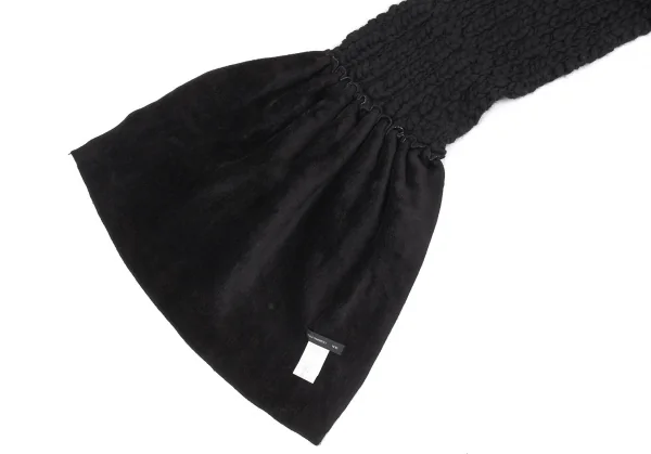 ヨウジヤマモト ノアールYohji Yamamoto NOIR フリース切替チャンキーニットマフラー 黒 K-93266_004