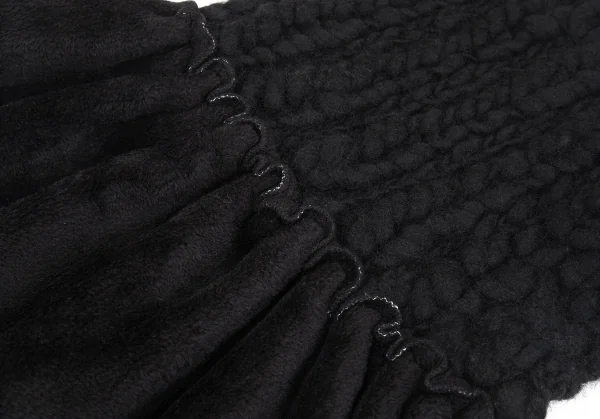 ヨウジヤマモト ノアールYohji Yamamoto NOIR フリース切替チャンキーニットマフラー 黒 K-93266_005