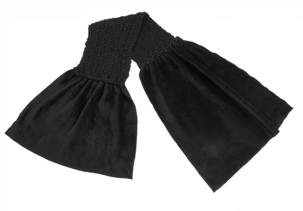 ヨウジヤマモト ノアールYohji Yamamoto NOIR フリース切替チャンキーニットマフラー 黒 K-93266_006