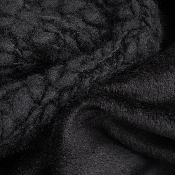 ヨウジヤマモト ノアールYohji Yamamoto NOIR フリース切替チャンキーニットマフラー 黒 K-93266_007