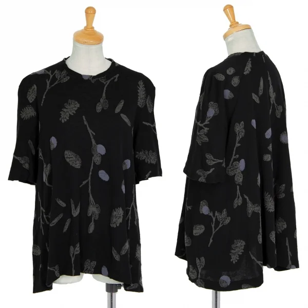 イッセイミヤケ ハートISSEY MIYAKE HaaT ボタニカルジャガードTシャツ 黒2 K-93268_001