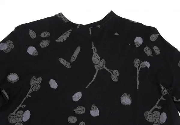 イッセイミヤケ ハートISSEY MIYAKE HaaT ボタニカルジャガードTシャツ 黒2 K-93268_010