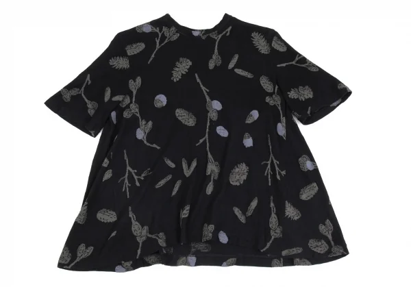 イッセイミヤケ ハートISSEY MIYAKE HaaT ボタニカルジャガードTシャツ 黒2 K-93268_002