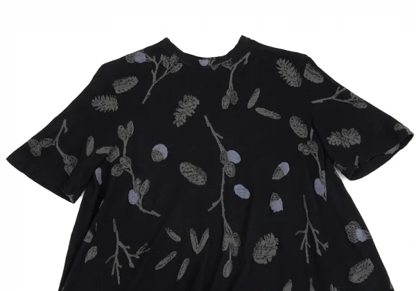 イッセイミヤケ ハートISSEY MIYAKE HaaT ボタニカルジャガードTシャツ 黒2 K-93268_003