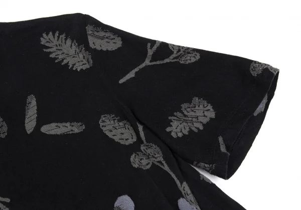 イッセイミヤケ ハートISSEY MIYAKE HaaT ボタニカルジャガードTシャツ 黒2 K-93268_005