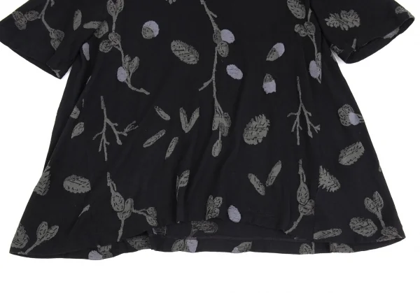 イッセイミヤケ ハートISSEY MIYAKE HaaT ボタニカルジャガードTシャツ 黒2 K-93268_006