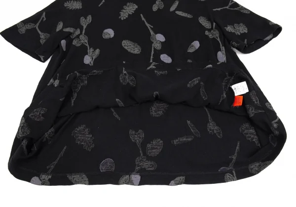 イッセイミヤケ ハートISSEY MIYAKE HaaT ボタニカルジャガードTシャツ 黒2 K-93268_008