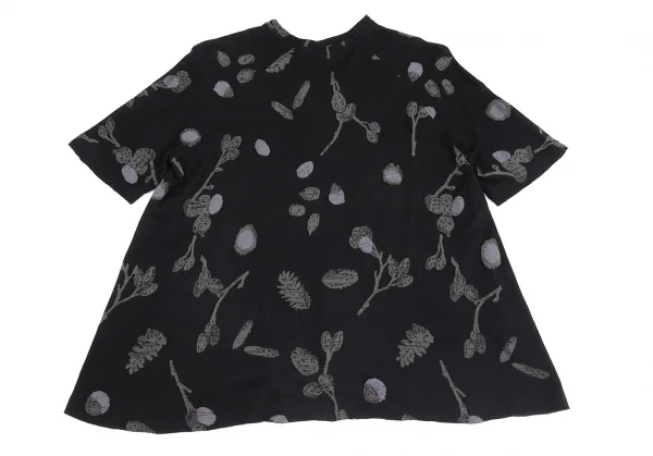 イッセイミヤケ ハートISSEY MIYAKE HaaT ボタニカルジャガードTシャツ 黒2 K-93268_009