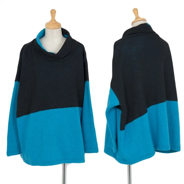 イッセイミヤケ ハートISSEY MIYAKE HaaT バイカラータートルネックニット