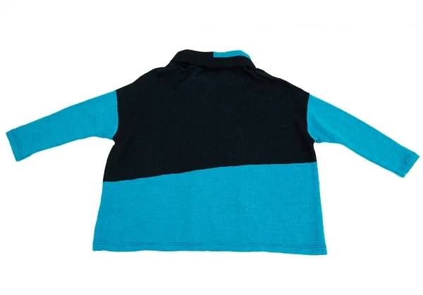 イッセイミヤケ ハートISSEY MIYAKE HaaT バイカラータートルネックニット 水色黒2 K-93273_010