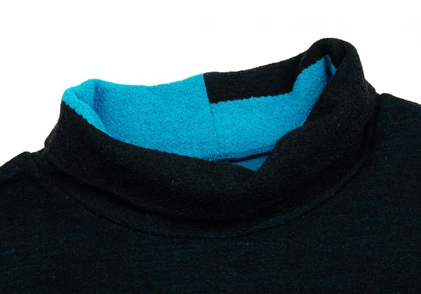 イッセイミヤケ ハートISSEY MIYAKE HaaT バイカラータートルネックニット 水色黒2 K-93273_004