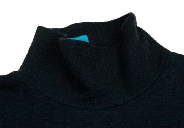 イッセイミヤケ ハートISSEY MIYAKE HaaT バイカラータートルネックニット 水色黒2 K-93273_005