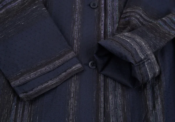 イッセイミヤケ ハートISSEY MIYAKE HaaT 小紋ドビーグリッターストライプシャツジャケット 紺2 K-93274_008